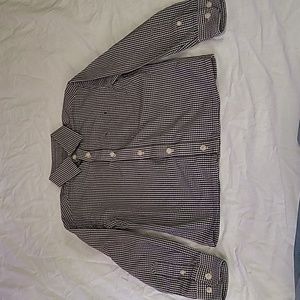 💥5/$25 Cat & Jack Boys Size XS 4/5 Black White Plaid Button Down Shirt Top